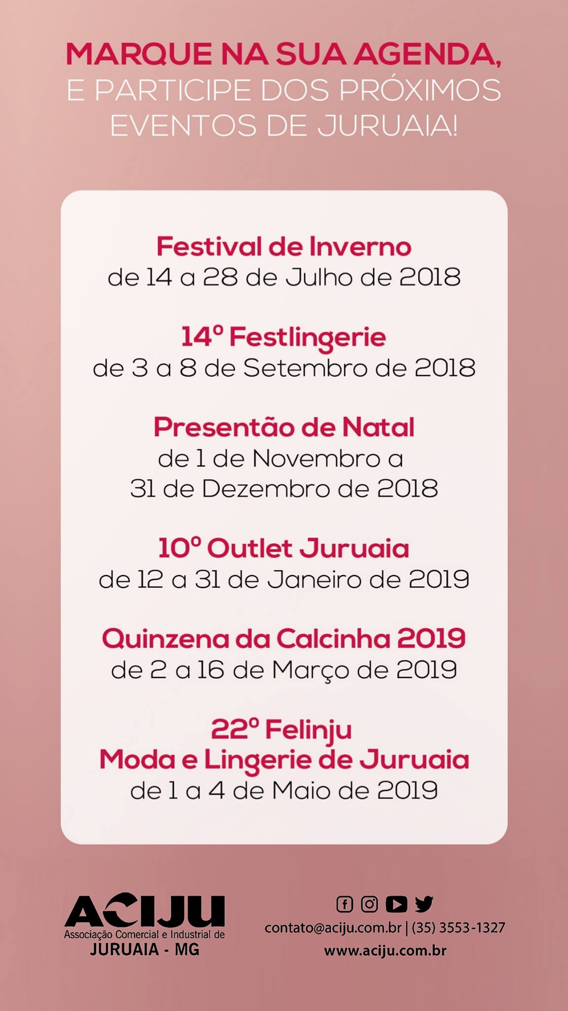 Feiras e eventos de moda intima e lingerie organizados pela Aciju em Juruaia (Felinju, Festlingerie, Outlet)