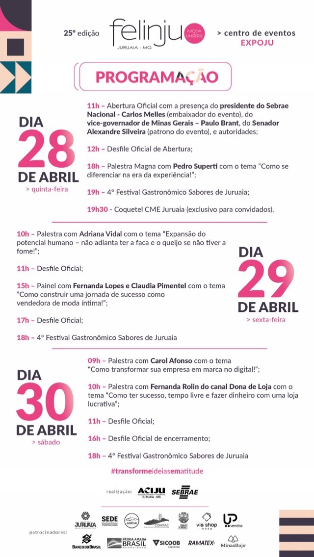 programacao felinju 2022 feira de lingerie de juruaia mg evento desfile horarios